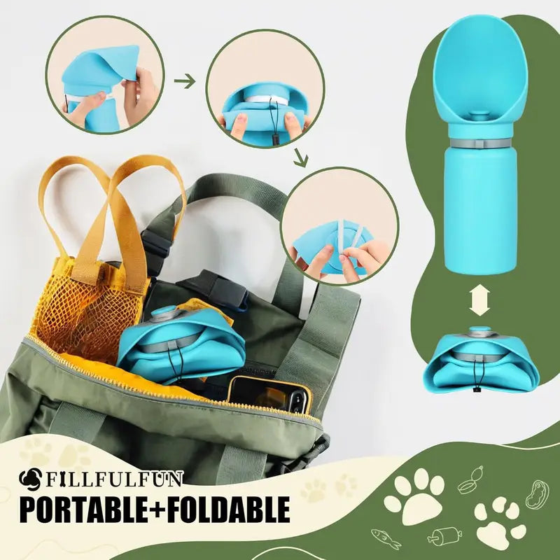 1pc Foldable Silicone Pet Water Bottle, 550ml Capacity, Collapsible Outdoor Water Bowl, Sports Camping Cup, Recyclable Portable Drinking Container for Dogs and Cats