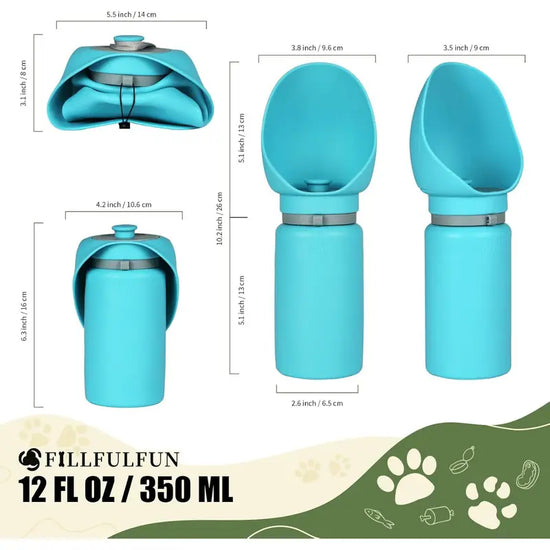 Botella de agua multifunción 2 en 1 para mascotas, de silicona, plegable, portátil, para cachorros, dispensador de bebidas, suministros de viaje para labradores, productos para mascotas